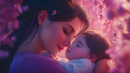 Petals and Tenderness: A Luminous Mother-Child Reverie.