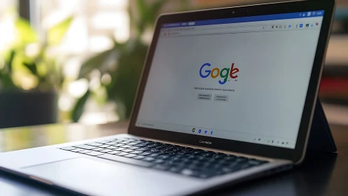 Chromebook running browser-based Google homepage interface.
