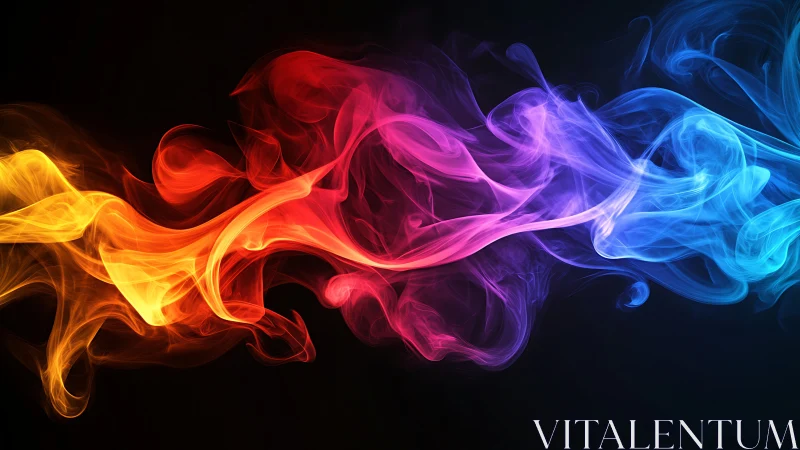 Chromatic smoke ribbon in abstract digital motion study.