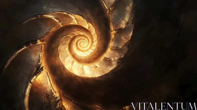 Solar spiral gateway swirling through molten shadowed dusk.