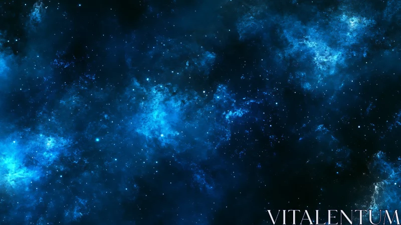 Deep blue cosmic nebula field with scattered star points.