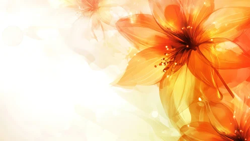 Luminous Orange Flowers Digital Illustration.