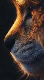 Golden Fox Portrait. Dramatic Backlighting.