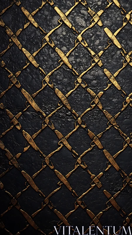Gold lattice texture overlays dark rough stone background