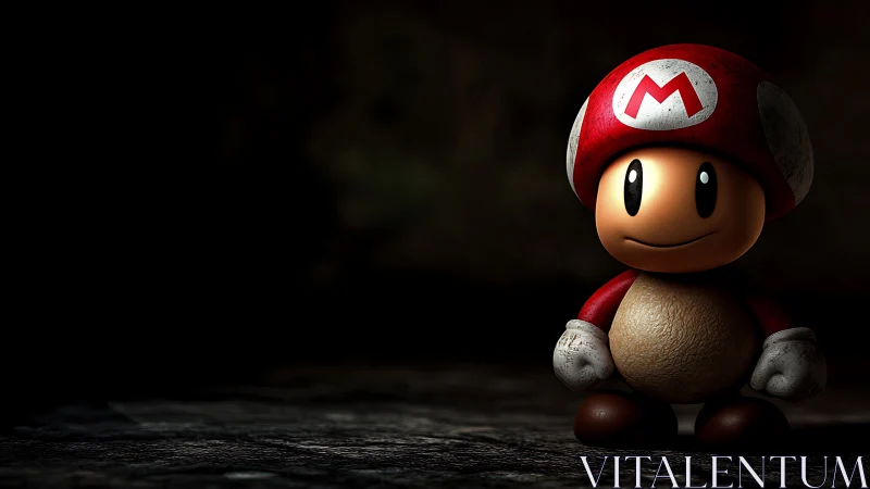 3D character render with dramatic low-key spotlight composition.