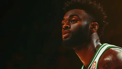 Side-lit basketball player portrait with high-contrast cinematic grading