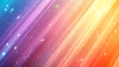 Diagonal multicolor light streaks with starfield particle bokeh