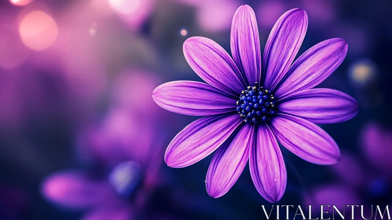 Radiant Purple Daisy Blooming in Dreamy Light.