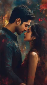 Intimate Portrait With Atmospheric Texture Overlay and Warm Color Grading