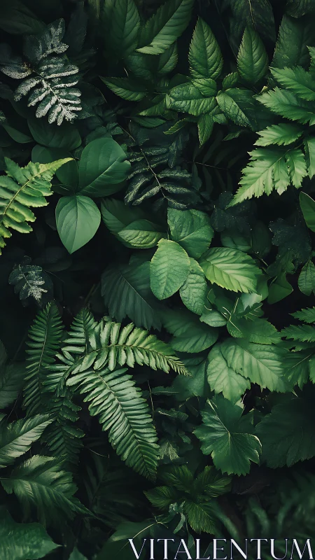 High-resolution overhead study of mixed tropical foliage textures