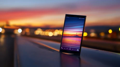 Sony Xperia Z1 Mobile Display Exhibiting Chromatic Gradient Sunset Imagery.