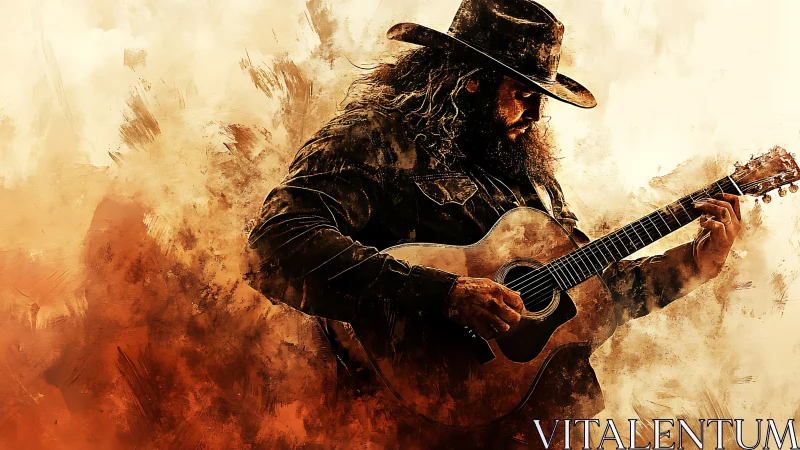 Dusty chords ignite as the lone cowboy dissolves into pigment