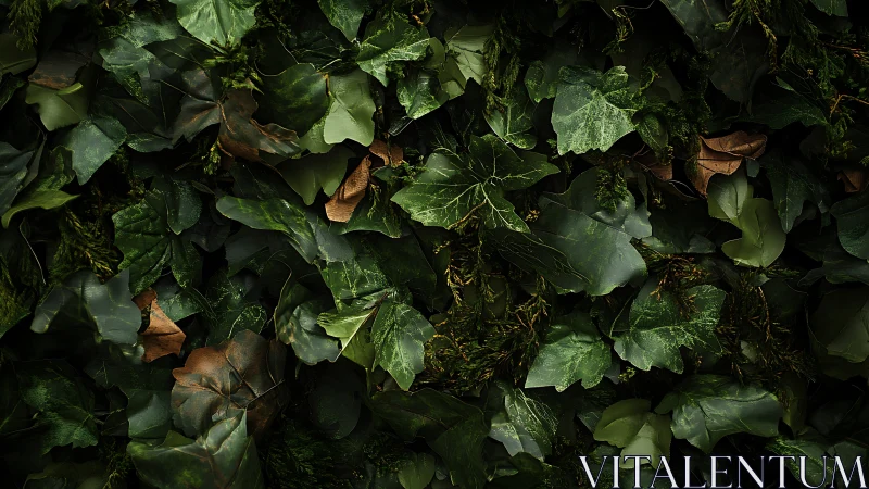 Lush ivy leaves create a cozy, shadowed green hideaway wall