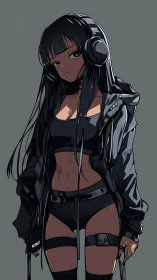 Midnight street DJ girl wrapped in dark neon attitude.