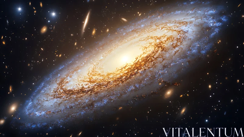 Spiral galaxy rendered with dense star fields and bright core