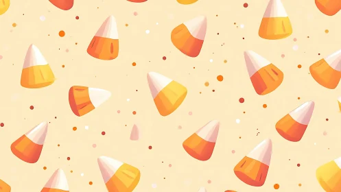 Candy Corn Celebration: Geometric Cone Hats Pattern on Cream Ground
