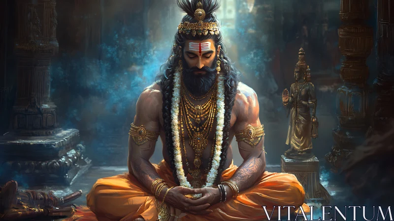 Temple mystic in molten gold, lost in roaring stillness.