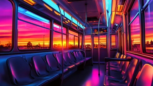 Neon sunset tramway humming with quiet, chromatic solitude.