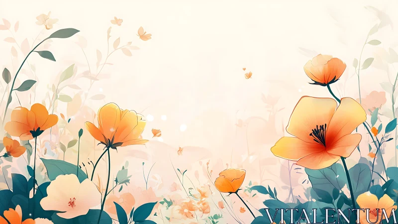 Luminous Garden: Where Wildflower Dreams Dance in Amber Glow.