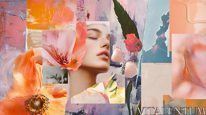 Soft petals and serene portrait blend in a dreamy collage
