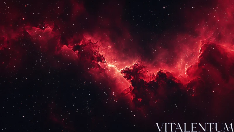 Red emission nebula band slices diagonally through star field