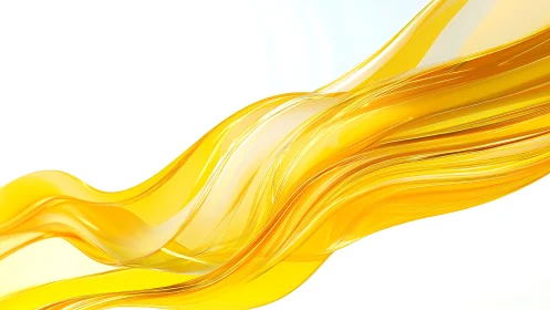 Golden translucent fluid ribbons curve across white space