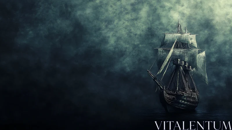 Storm-worn ghost ship leans into a teal-tinted oblivion