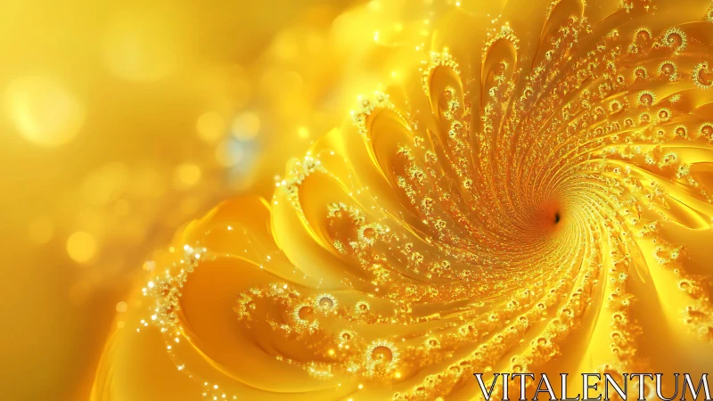 Golden spiral fractal vortex forms dense luminous whirlpool