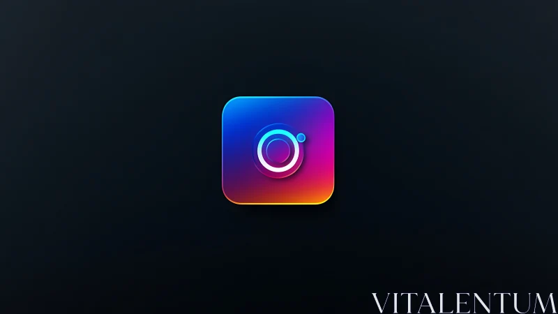 Gradient camera icon renders on dark background in centered layout