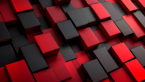 Red and Black 3D Cubes Abstract Pattern in Modern Style.