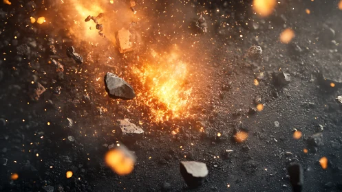 Explosive Detonation with Fragmented Debris.