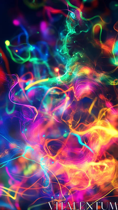 Neon light streams swirl in a vivid abstract energy storm.