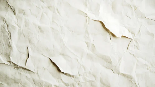 Crumpled off white paper surface with subtle torn folds.