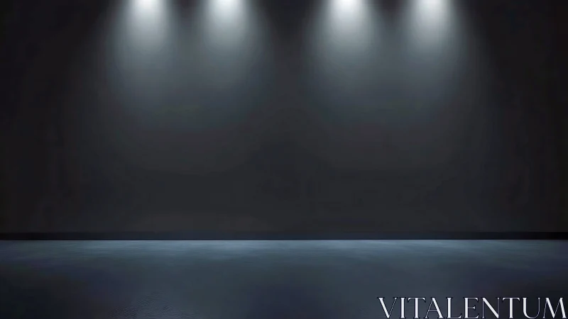 Minimal gallery wall with triple overhead spot lighting setup.