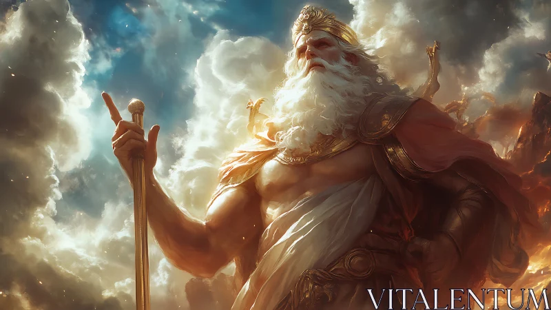 Sky-throned storm king measures thunder between his fingers