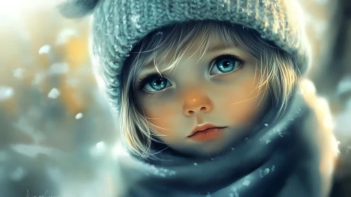 Winter's Gentle Gaze: A Child's Quiet Moment.