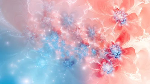 Fractal floral field rendered with smooth pastel gradient transitions