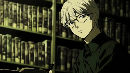 Quiet library evening welcomes a thoughtful anime reader