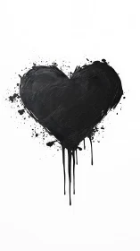 Ebony Heart Bleeds Ink Across Pristine Canvas