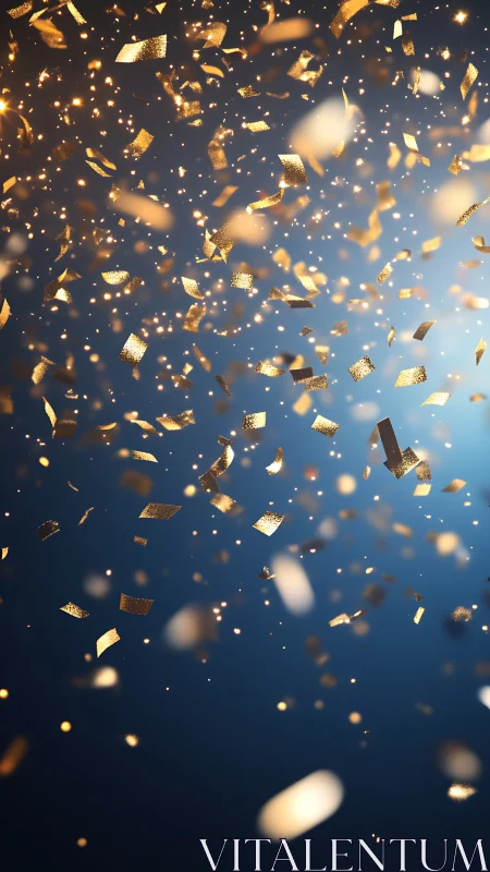 Golden confetti cascade ignites a midnight celebration sky.