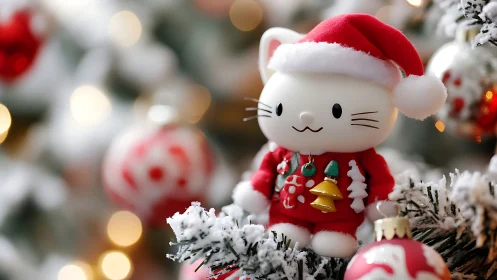 Cheerful Christmas cat ornament brings cozy holiday joy