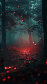 Crimson Wanderer Lost in Ember-Lit Forest Mystery.
