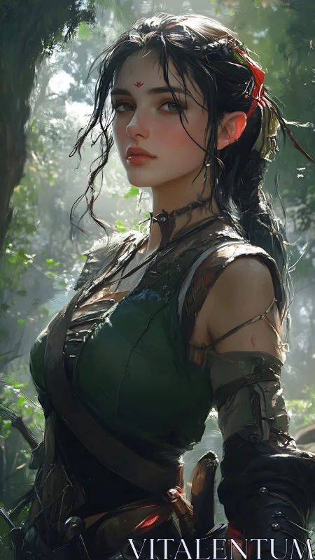 Jungle scout heroine rendered with high-detail painterly lighting