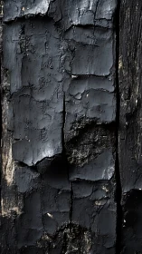 Charred midnight timber cracked into fractured ember maps.