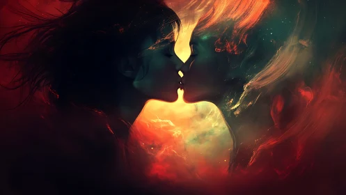 Silhouetted Figures with Glowing Orb Energy.