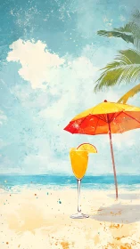 Golden Retreat: Beach Paradise with Tropical Refreshment.