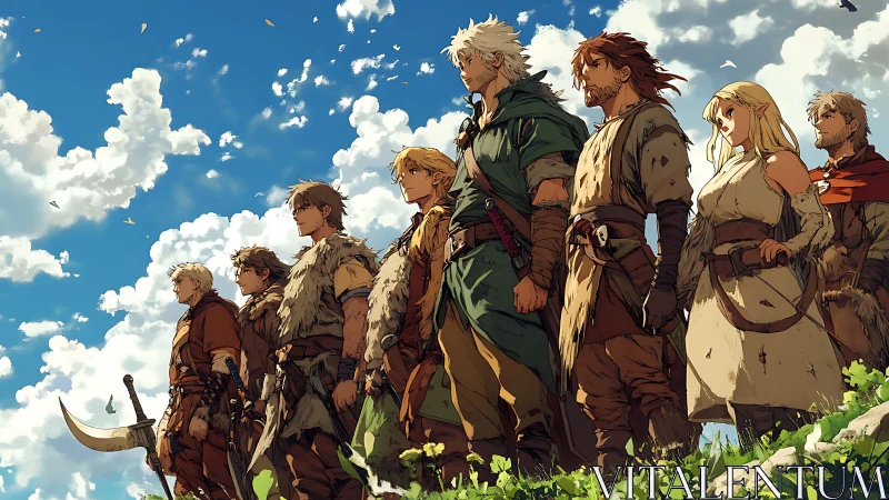 Skybound saga: rugged adventurers awaiting the unknown horizon.