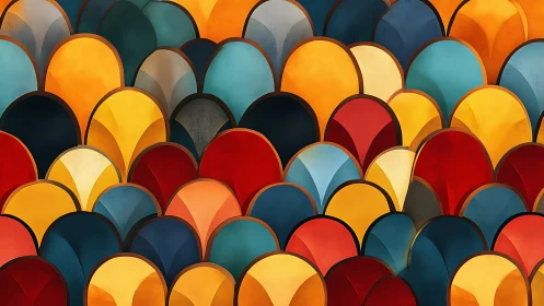 Gentle waves of colorful arches create a joyful abstract rhythm