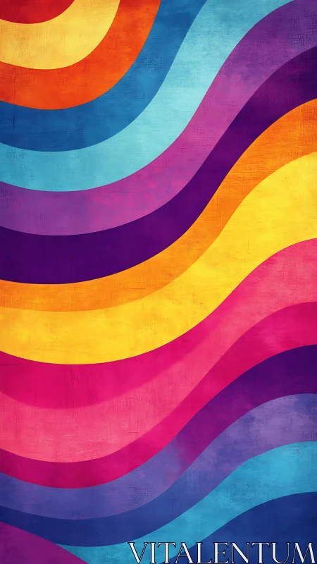 Colorful waves of retro rainbow stripes flow with gentle energy