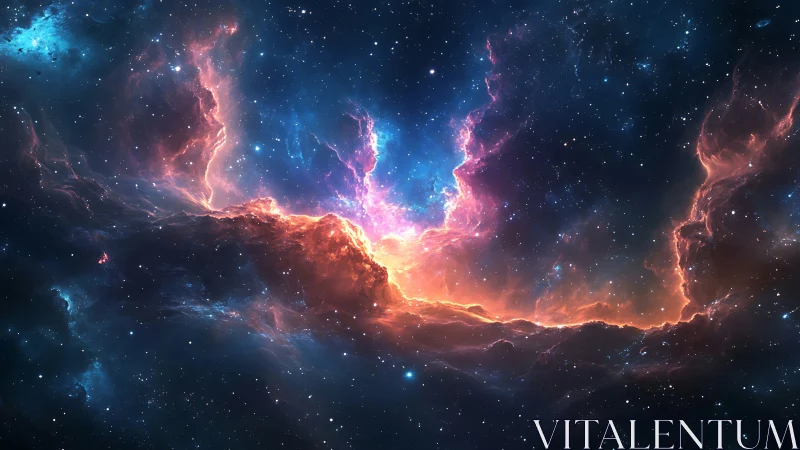 Stellar nebula arc glows across deep star-filled cosmos